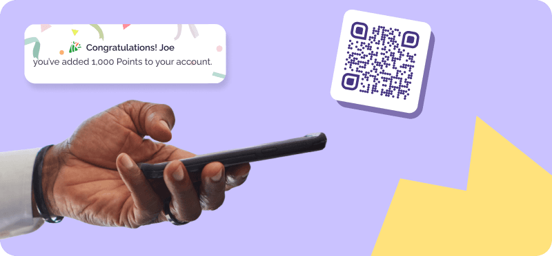 Customer pointing at loyalty program signup